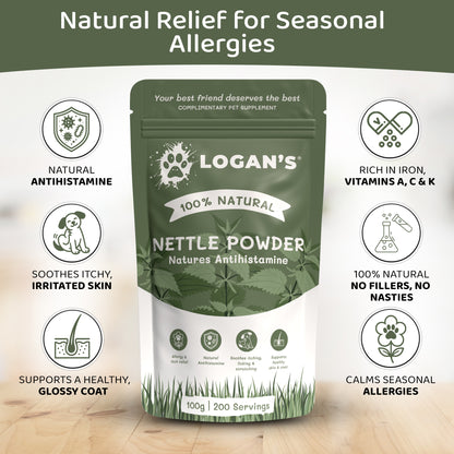 Logan's Nettle Powder – Nature's Antihistamine for Dogs & Cats