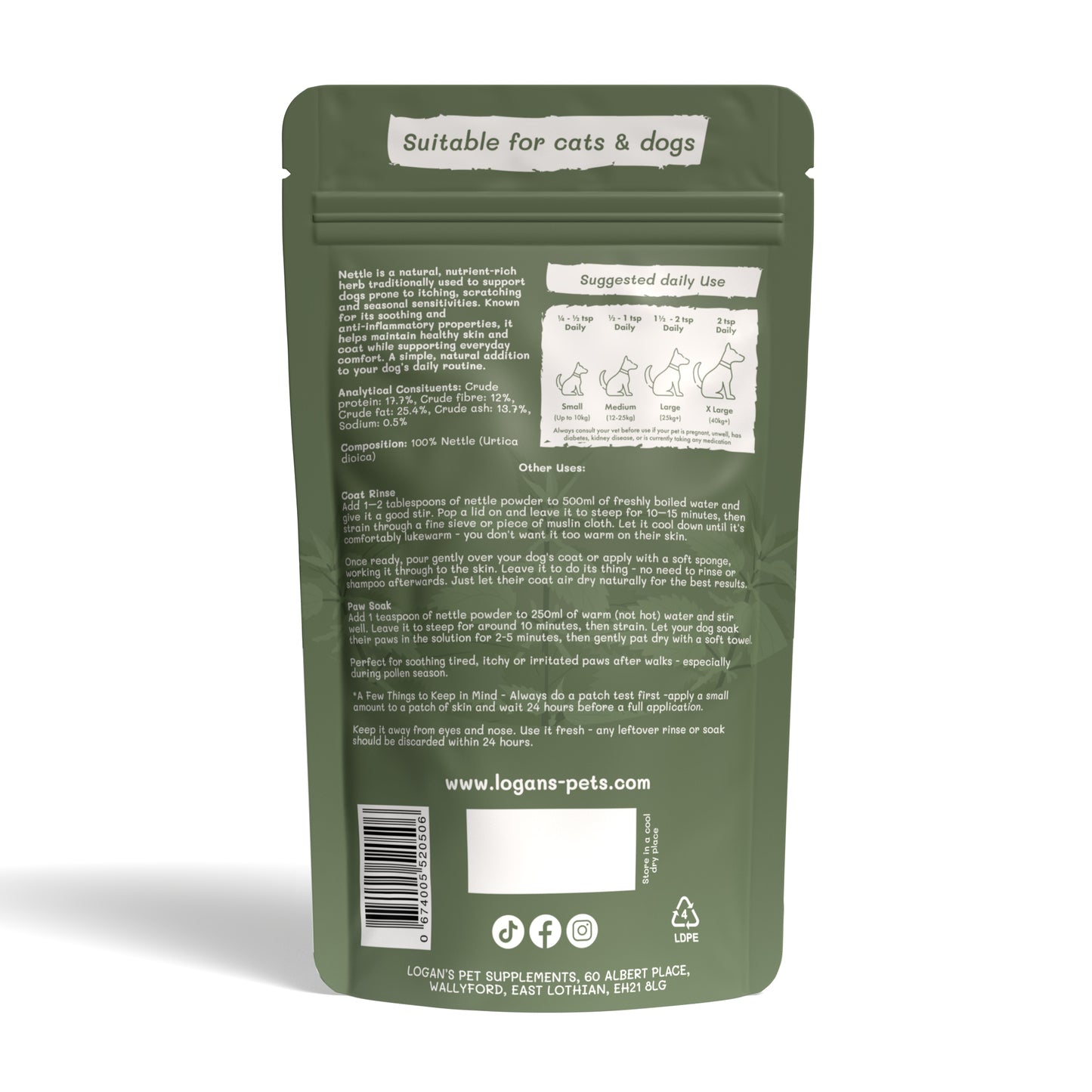 Logan's Nettle Powder – Nature's Antihistamine for Dogs & Cats
