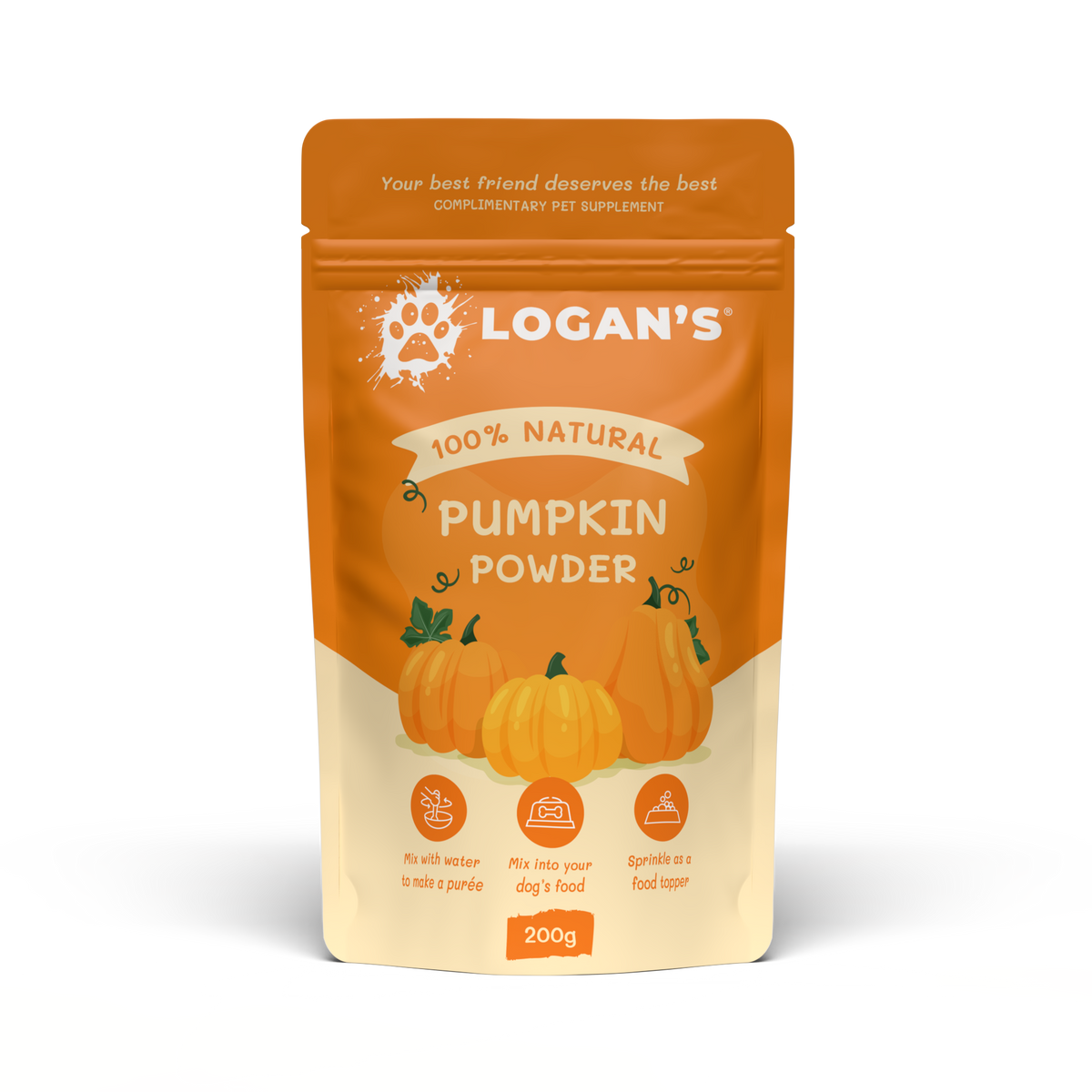 Logan's Pumpkin Powder for Dogs & Cats – 200g natural pet supplement