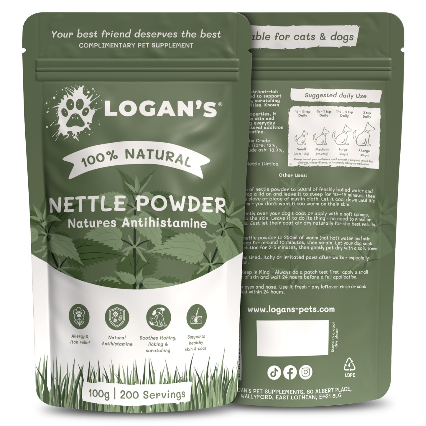 Logan's Nettle Powder – Nature's Antihistamine for Dogs & Cats