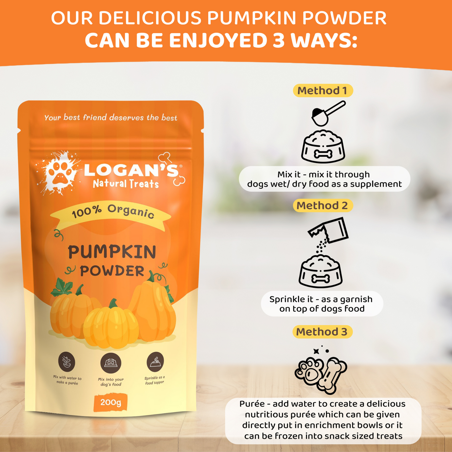 Logan’s Organic Pumpkin Powder – Natural Digestive Support for Dogs