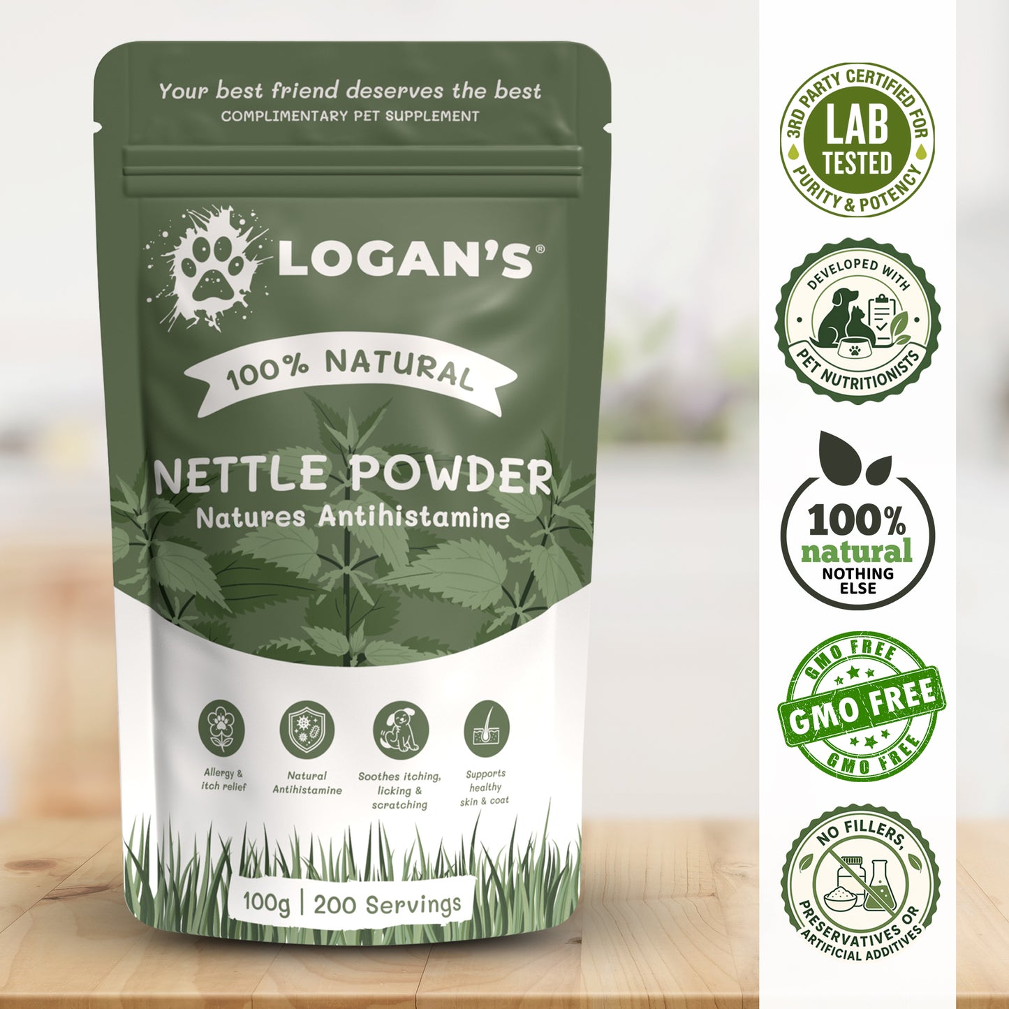 Logan's Nettle Powder – Nature's Antihistamine for Dogs & Cats
